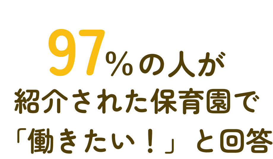 97%の人が紹介された保育園で働きたいと回答
